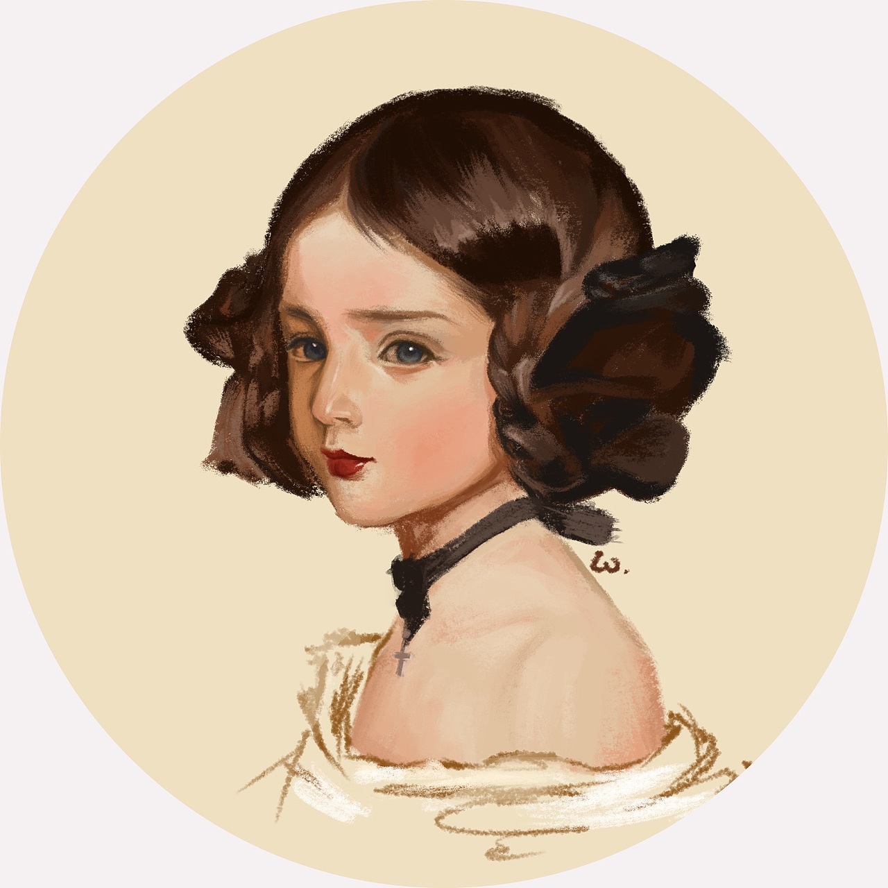 女孩肖像（圖ZMjQ3NTU3NTA0） - 繪畫 - 站酷設(shè)計(jì)師鶯歌燕舞幾時(shí)休原創(chuàng)素材 - 站酷ZCOOL