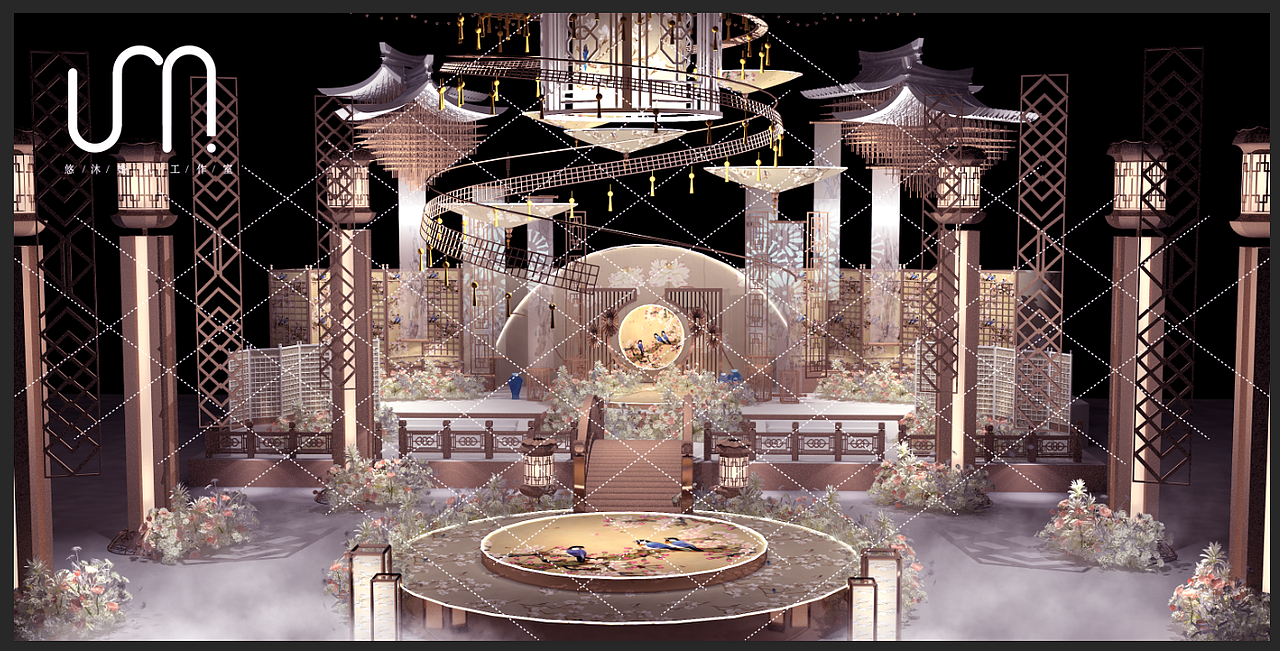 3D的新中式婚礼（图ZMTMwMDcxNTY4） - 舞台美术 - 站酷设计师大福周秦羽原创素材 - 站酷ZCOOL