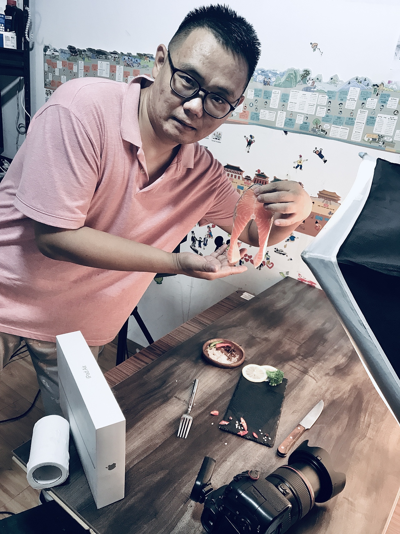 三文鱼 虾丸拍摄