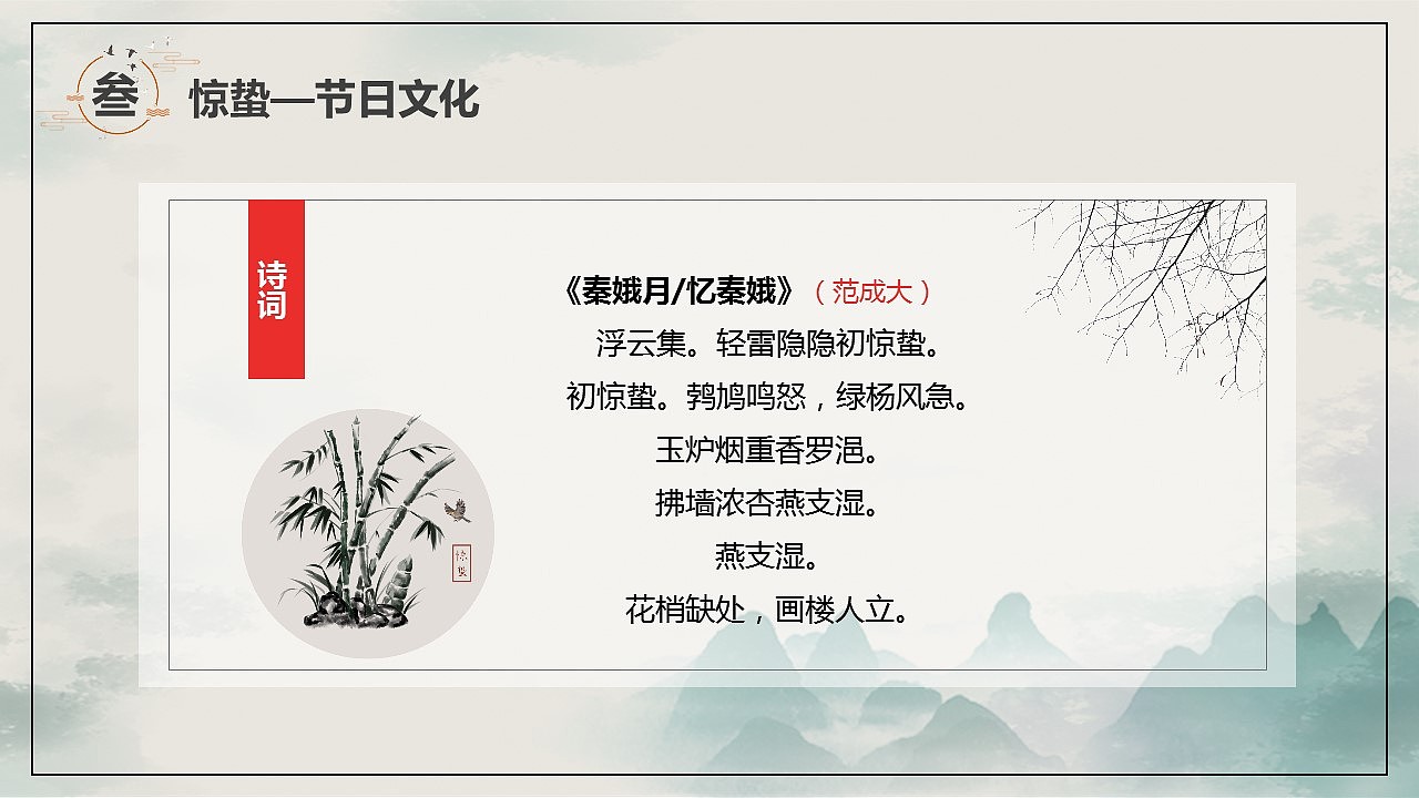 传统二十四节气惊蛰简介PPT模板