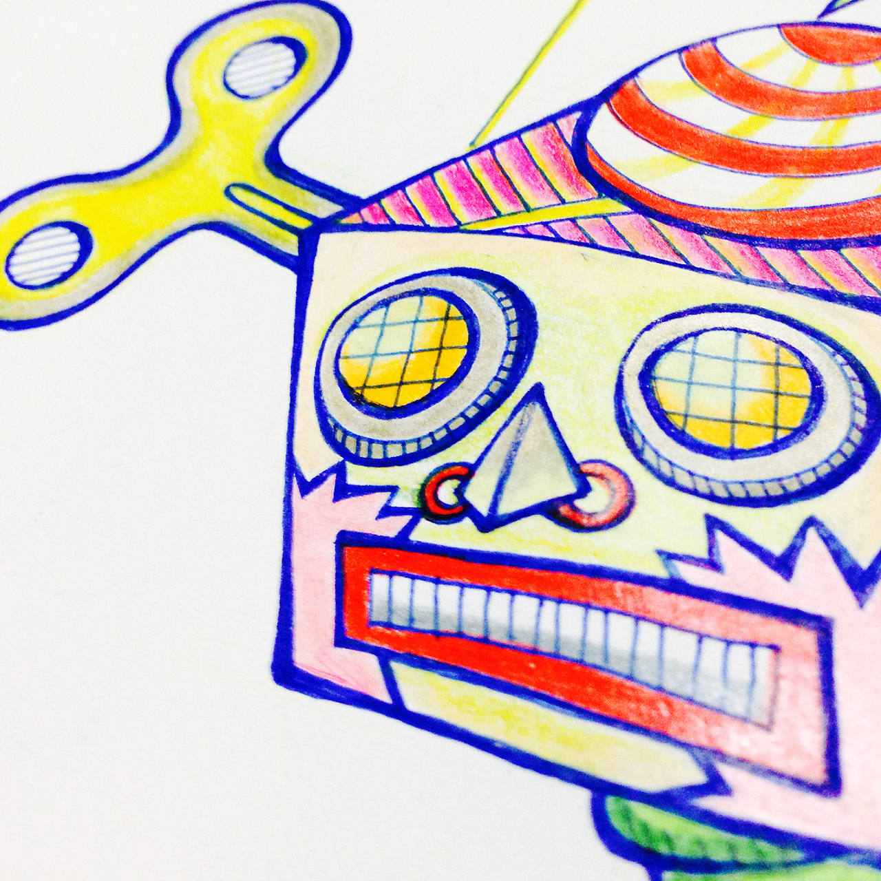 手绘插画涂鸦——铁皮机器人