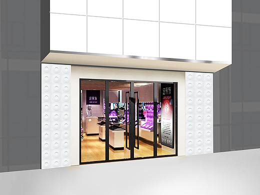 女性保健品连锁超市店面门头设计