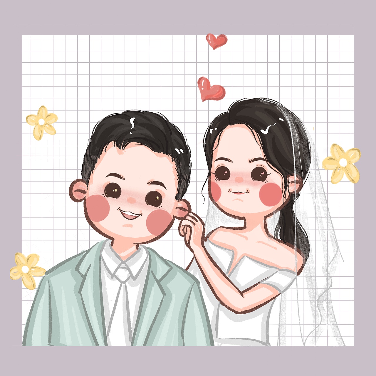 婚纱结婚照手绘