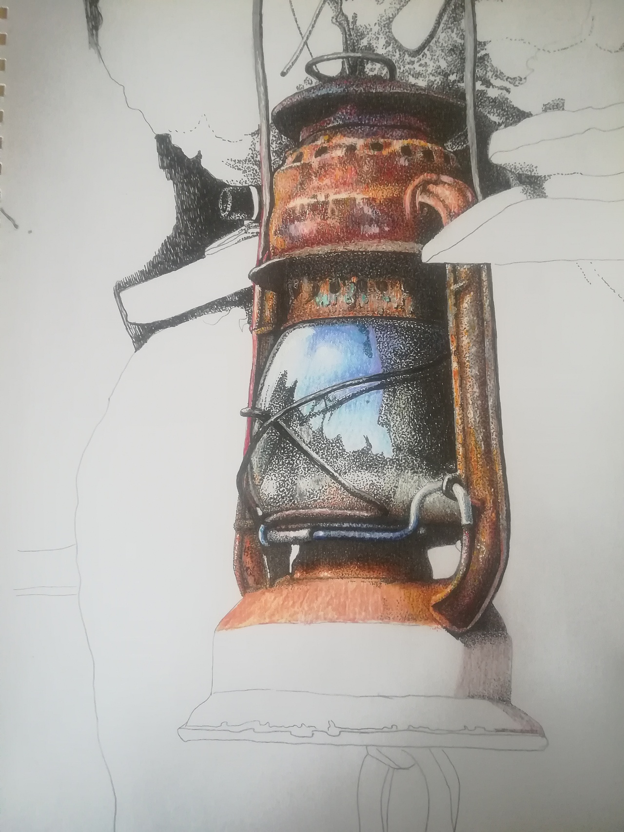 钢笔精细淡彩点绘《岁月痕迹》