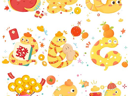 2025年新春小蛇（个人主页-ZNzA3MTA5MDA=） - 商业插画 - 站酷设计师那个太二原创素材 - 站酷ZCOOL