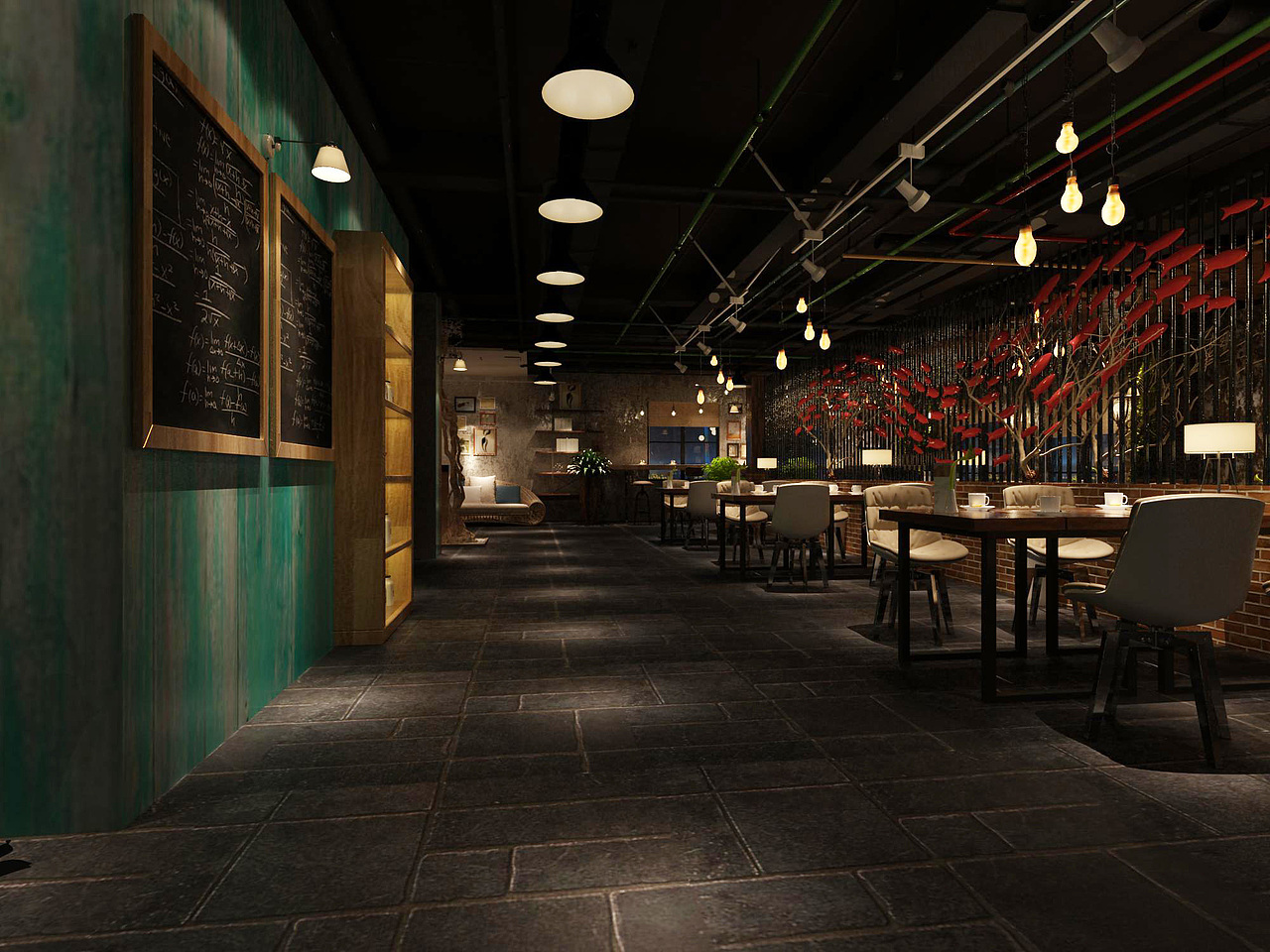 一九九二效果图-工业风咖啡店