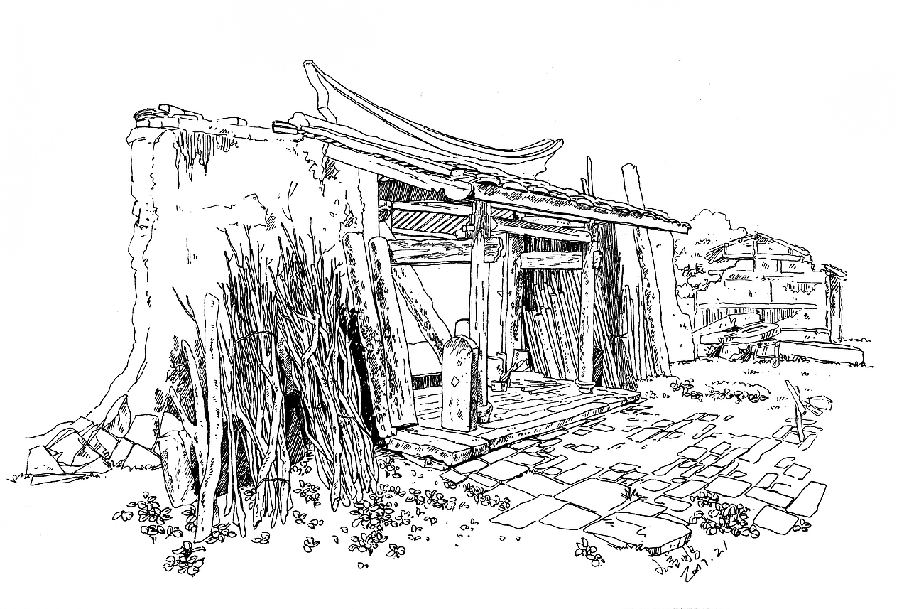 深山里的老房子【钢笔画】（图ZMTQzMzM1OTIw） - 绘画 - 站酷设计师一盆原创素材 - 站酷ZCOOL