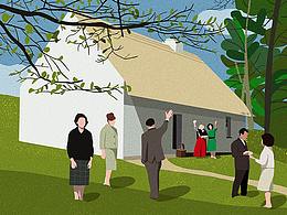 莫兰迪色系简约插画