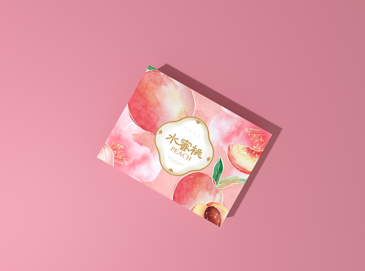 水蜜桃黄桃桃子包装,清新唯美高端大气水果通用包装盒