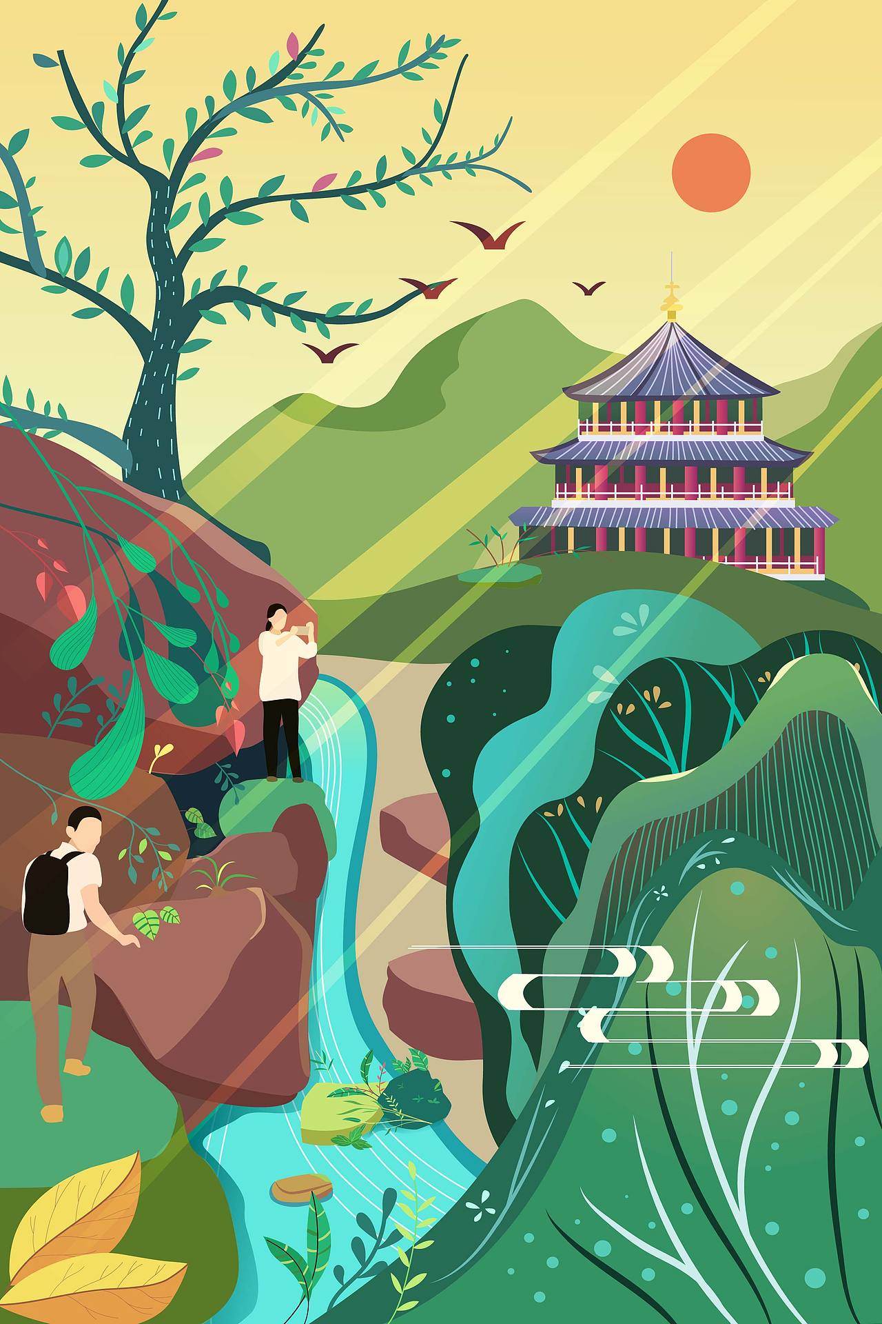 深圳龙岗新十景插画_若竹wakatake-站酷zcool