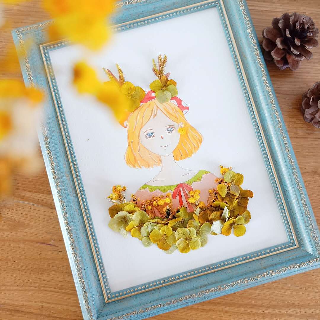 自己手绘水彩植物干花装饰画（图ZMTU2NTAzMTQw） - 商业插画 - 站酷设计师夏小鱼插画原创素材 - 站酷ZCOOL