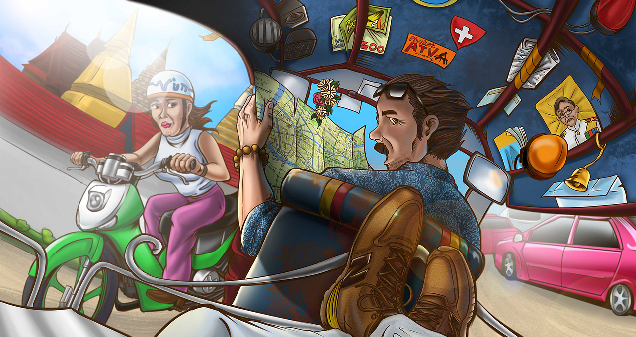 孤独的旅行 泰国篇（图ZMTg5ODM3NDg=） - 商业插画 - 站酷设计师恶奔BEN原创素材 - 站酷ZCOOL