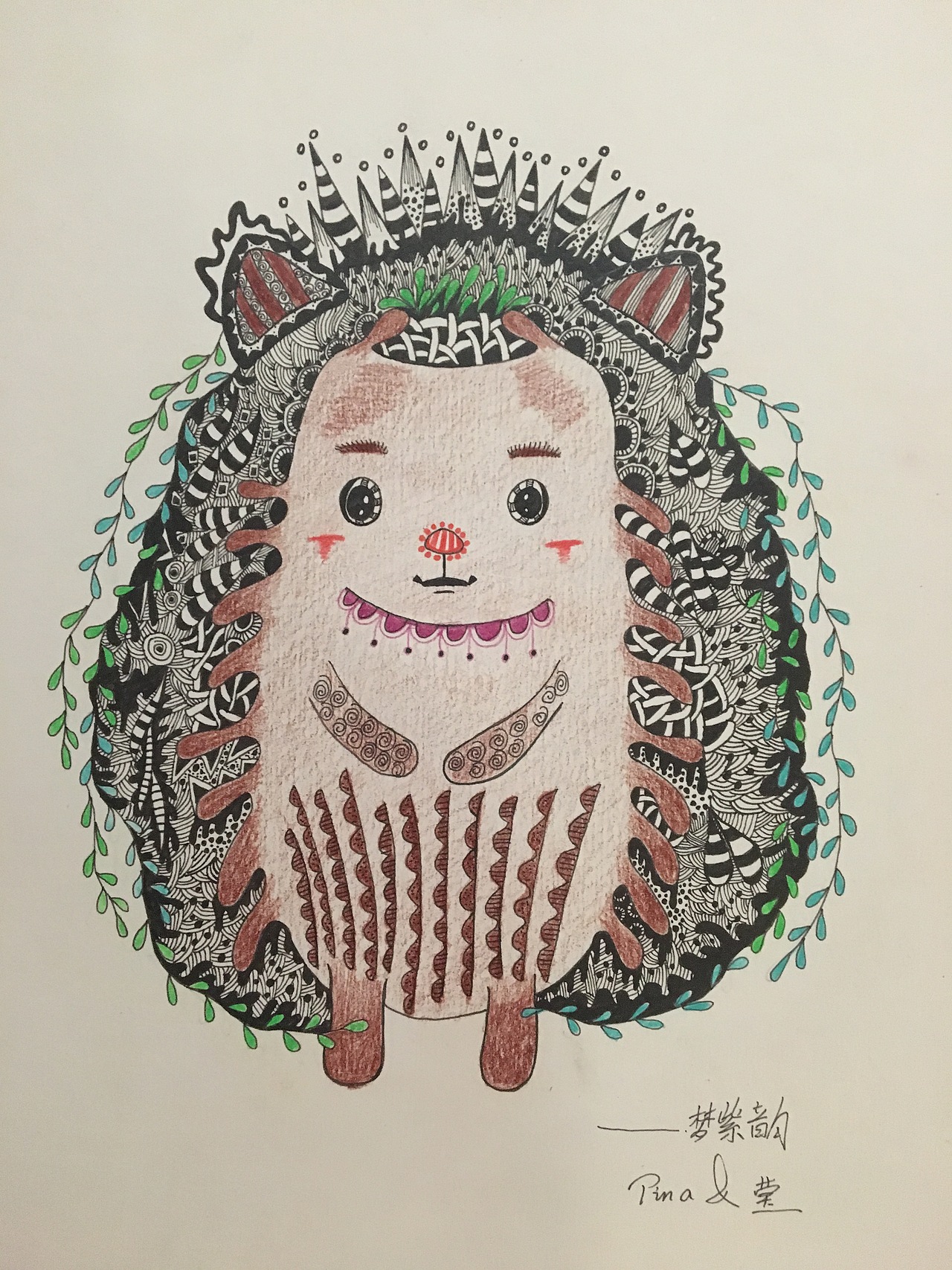 一个长满刺的脆弱刺猬。。（图ZODM3NjUzMjQ=） - 儿童插画 - 站酷设计师梦紫韵原创素材 - 站酷ZCOOL