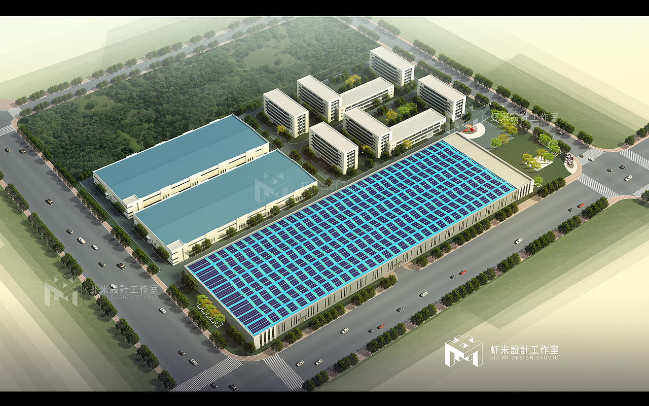 厂房屋顶分布式光伏三维效果图设计