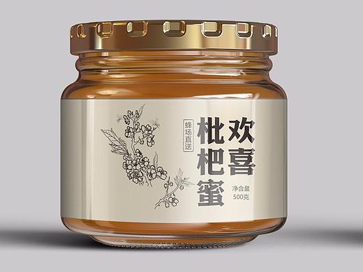 欢喜蜂蜜 枇杷蜜 桂花蜜瓶贴 包装设计瓶贴设计