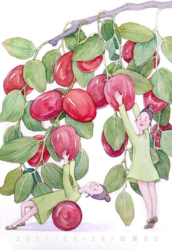 原创插画——小人与水果系「二」（图ZMjU2MTcwNjMy） - 儿童插画 - 站酷设计师茹果RG原创素材 - 站酷ZCOOL