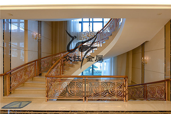 连云港玫瑰金楼梯护栏价格 铝板雕花护栏