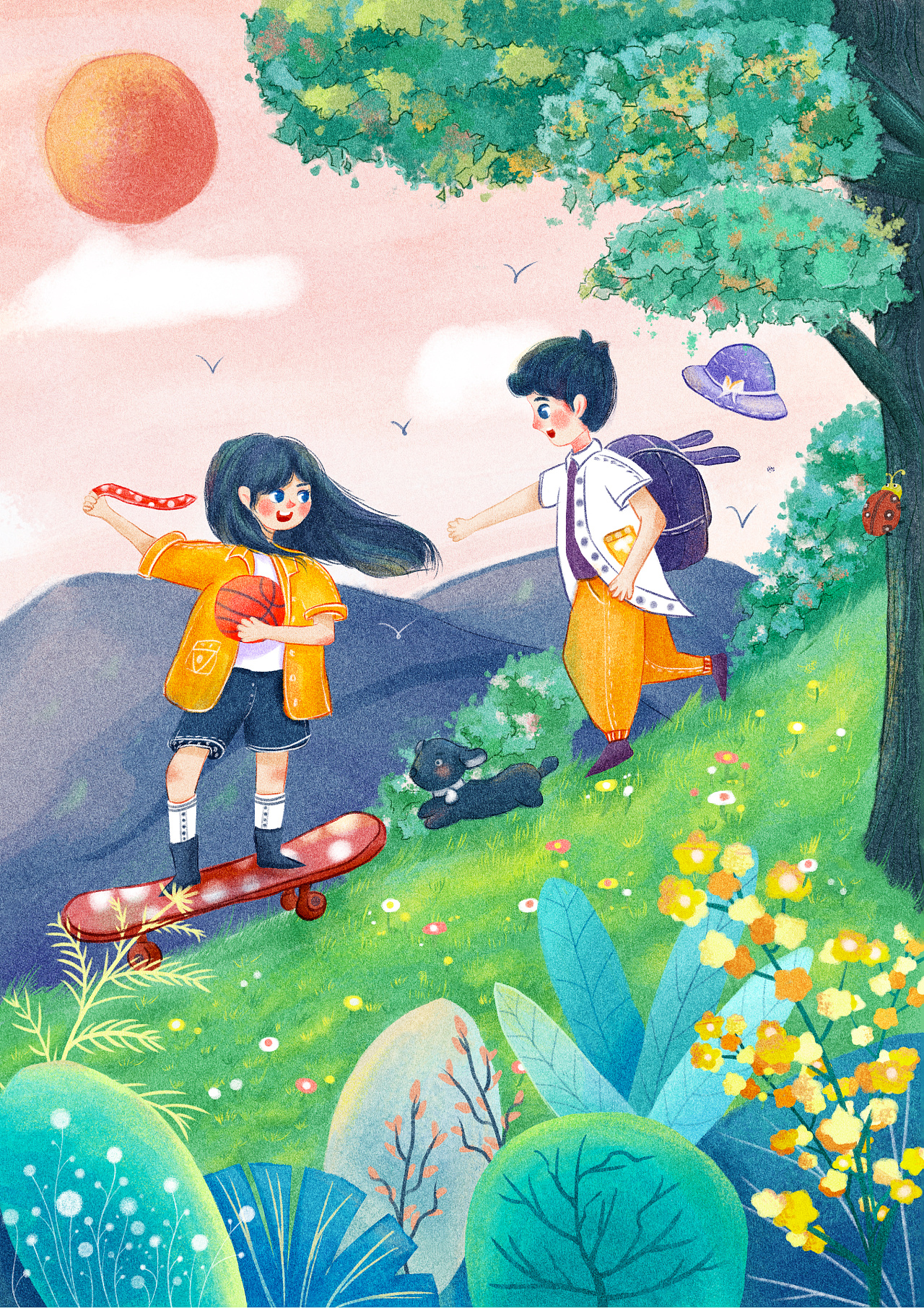 室外肌理插画(游玩)