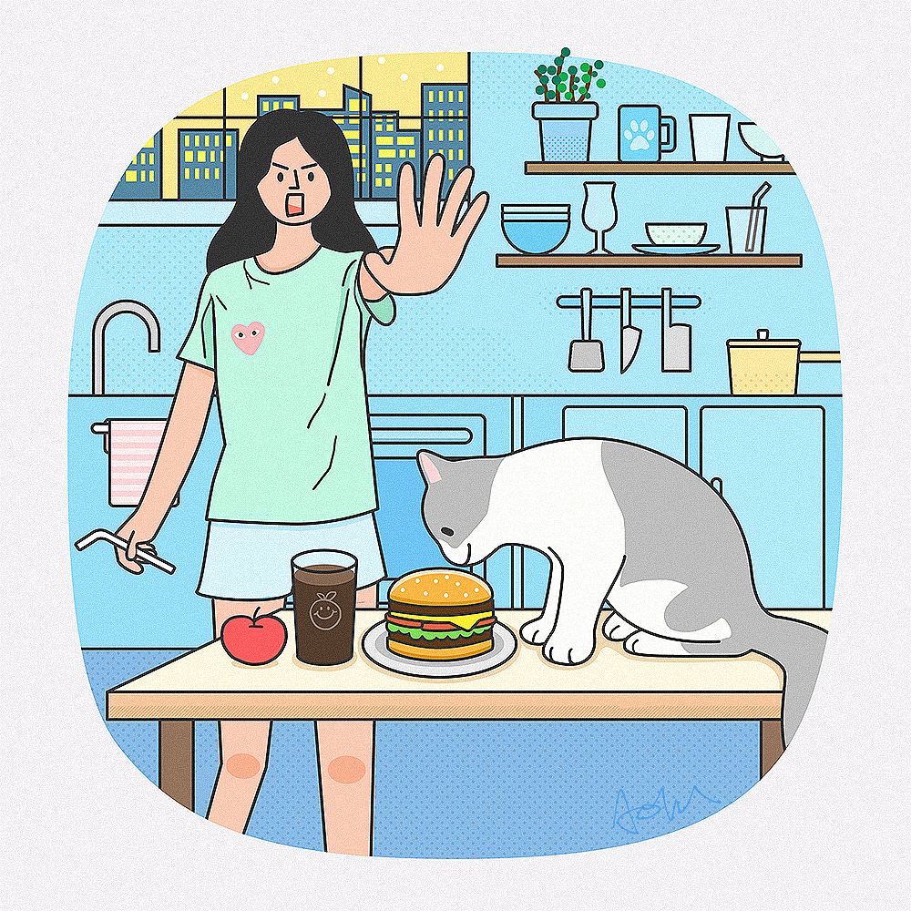 有一天买了麦当劳回来，洗根吸管回来发现阿夫利正在闻我的汉堡 (ﾟoﾟ;;