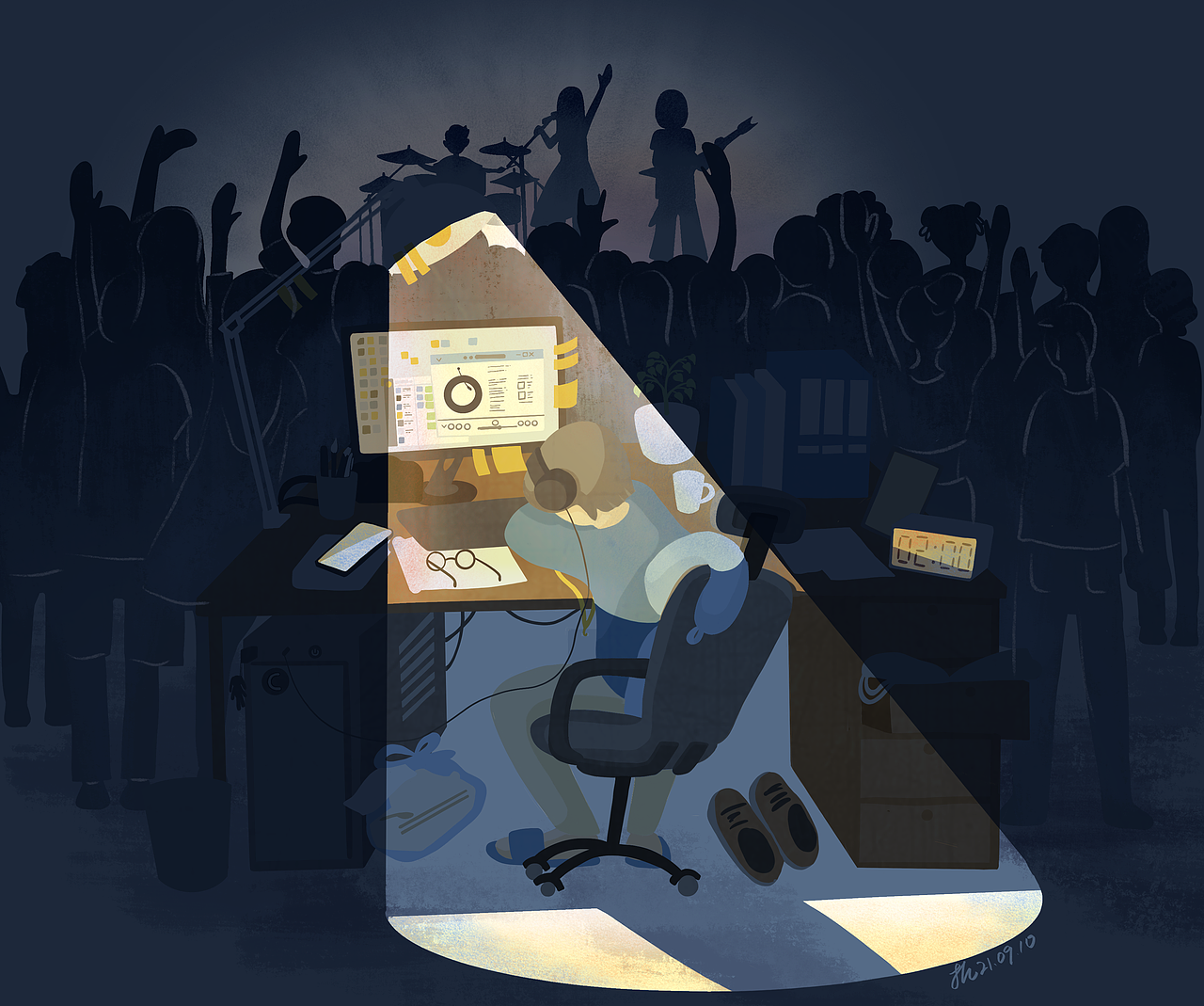 绘画练习19深夜livehouse