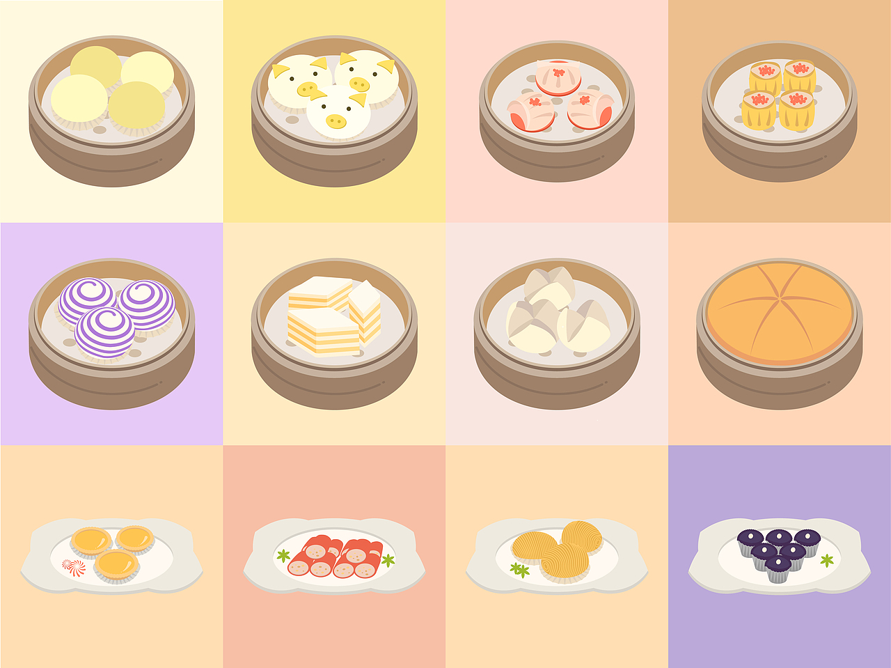 広東飲茶・点心イラスト/广式早茶icon（图ZMTAyMTQ5NjY4） - 图案 - 站酷设计师Nestfei原创素材 - 站酷ZCOOL