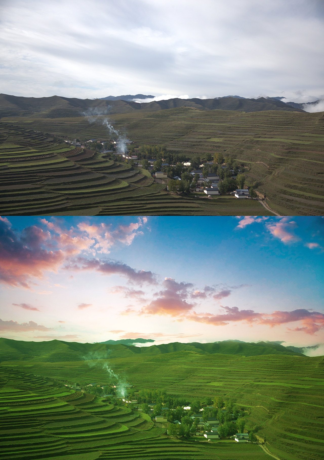 风景调色前后对比