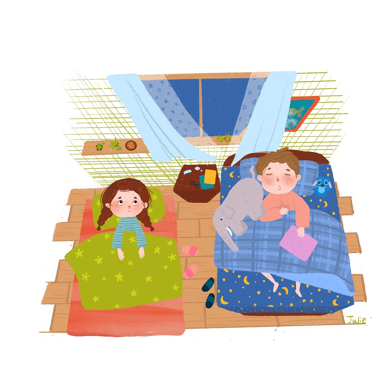 姐弟俩|插画|儿童插画|朱莉1997 - 原创作品 - 站酷 (zcool)