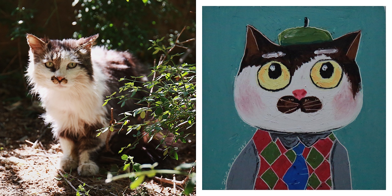 猫咪大头照1——油画棒（图ZMjI1MDc1MzM2） - 艺术插画 - 站酷设计师shiHany原创素材 - 站酷ZCOOL