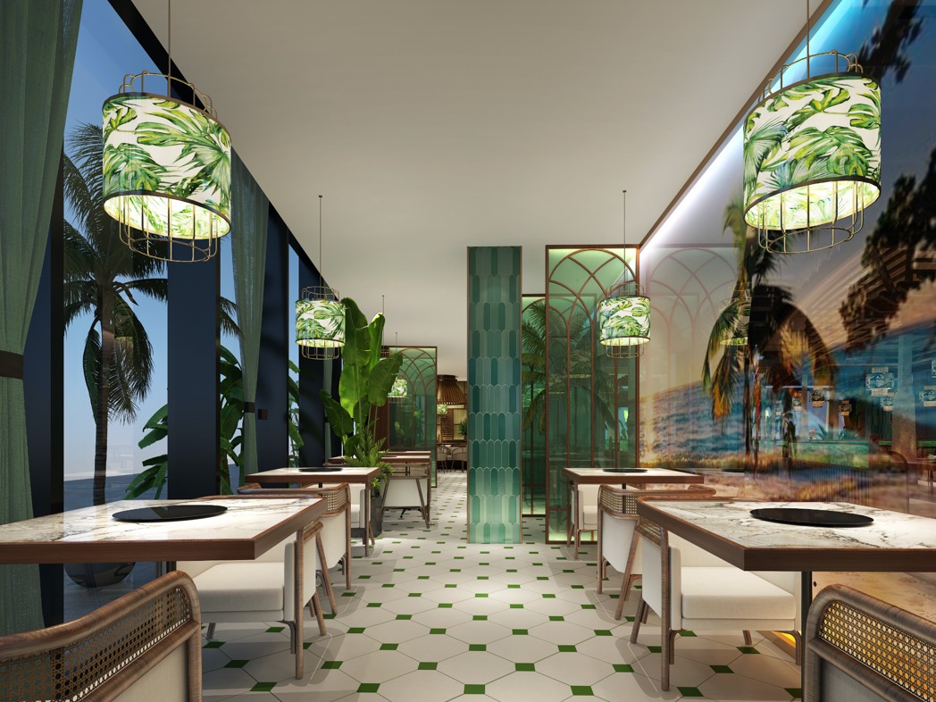 椰子鸡餐厅设计【椰客】清新自然时尚轻奢，这椰子鸡餐厅又潮又酷 - 数英