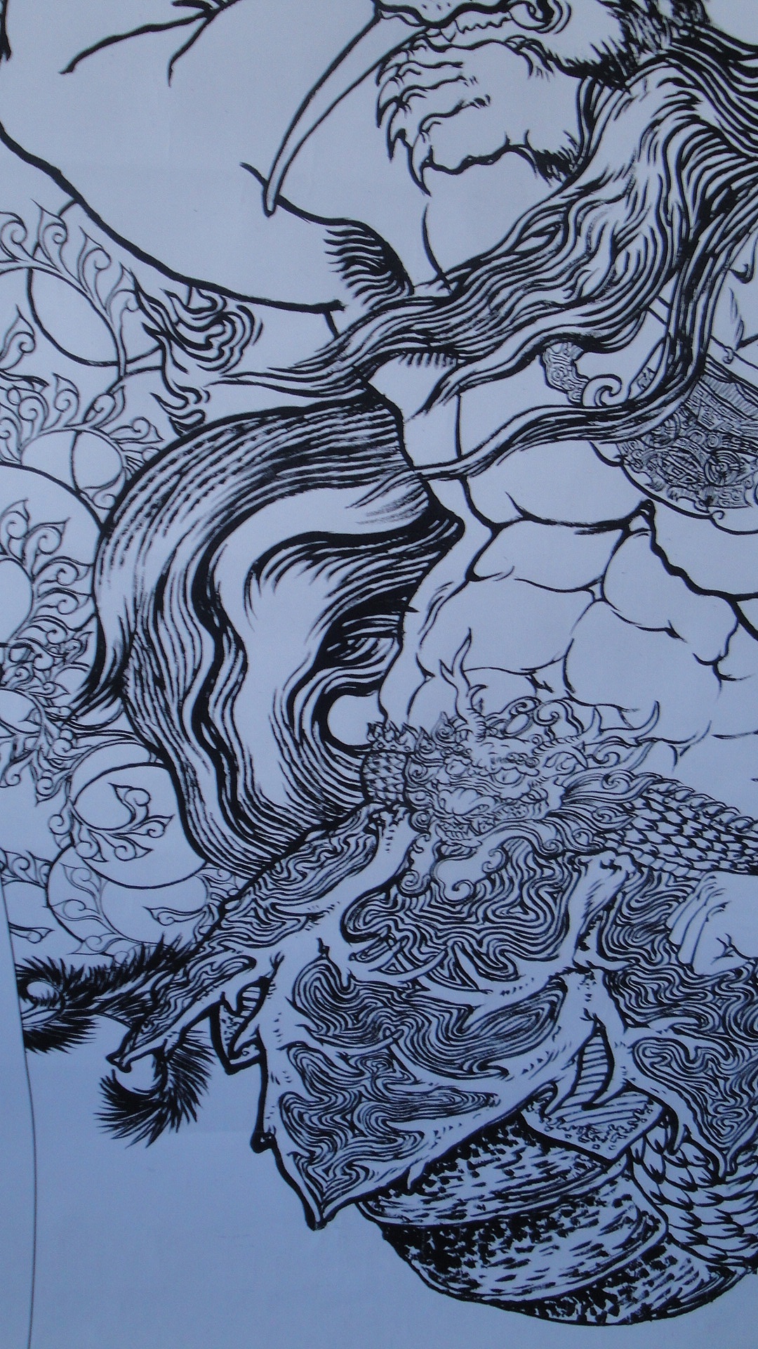 伏羲女娲白描稿,上色前嘚瑟一下.