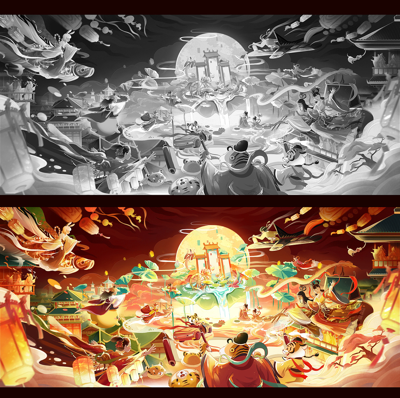 国风氛围插画虎年kv | 虎年看长安（图ZMjg4MDAxNTUy） - 商业插画 - 站酷设计师爆炸安仔ANNNx原创素材 - 站酷ZCOOL