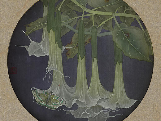 工笔国画扇子《曼陀罗》