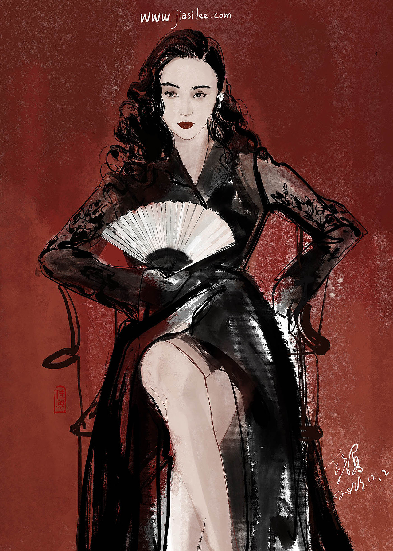 2023年procreate水墨时尚人物插画（图ZMzcwODUxODk2） - 新锐潮流插画 - 站酷设计师李鼓夏JiasiLee原创素材 - 站酷ZCOOL