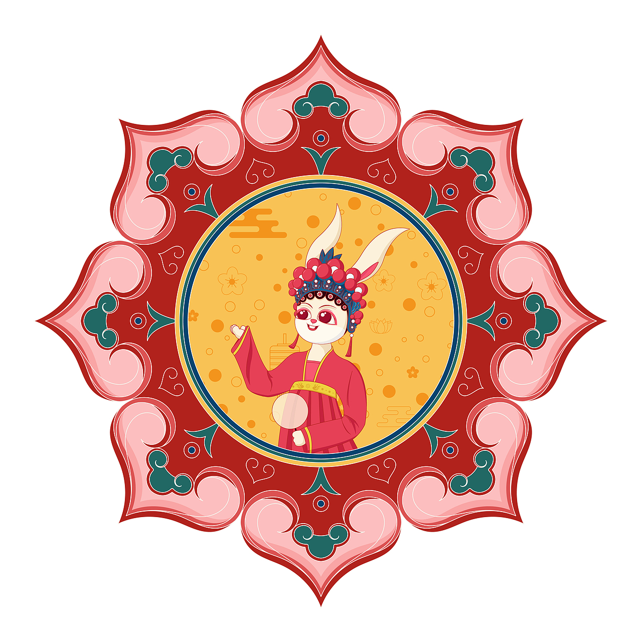 敦煌風(fēng)兔年兔子圖案（圖ZMzE3Nzg3Mjcy） - 商業(yè)插畫 - 站酷設(shè)計師三斗海水原創(chuàng)素材 - 站酷ZCOOL