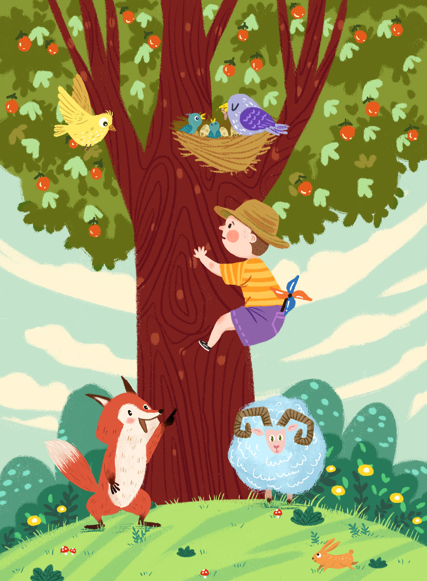 春天出去爬个树～|插画|儿童插画|sasa伍小姐 - 原创作品 - 站酷
