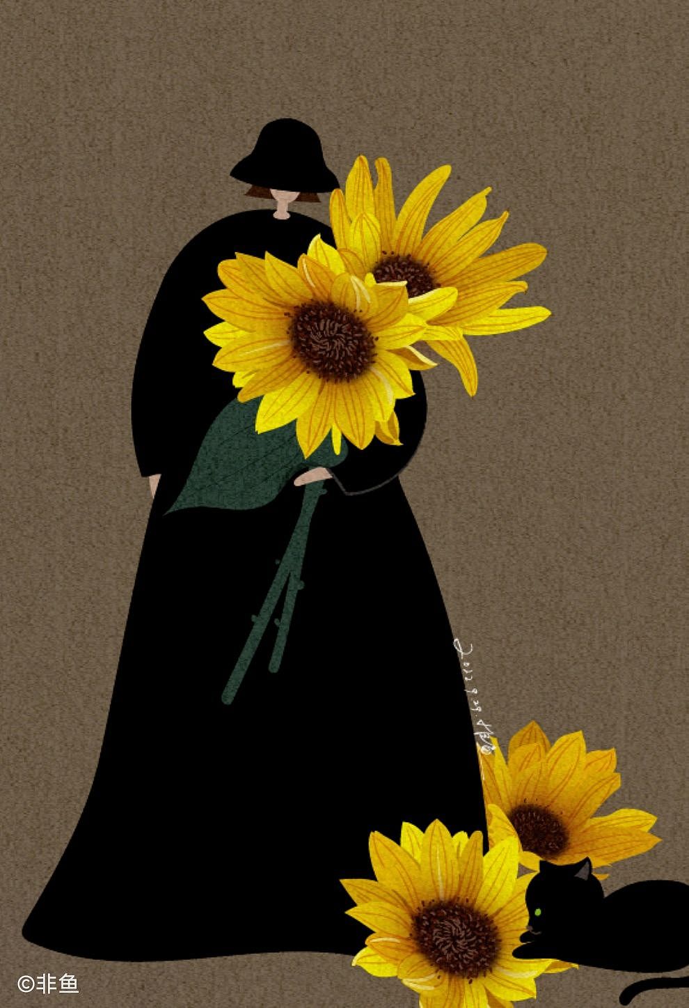 向日葵女孩（图ZMzE3NzExOTg4） - 艺术插画 - 站酷设计师w非鱼w原创素材 - 站酷ZCOOL