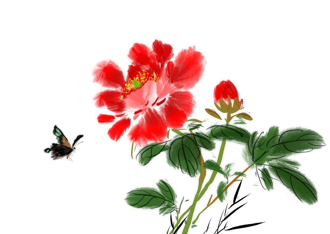 水墨花卉系列插画