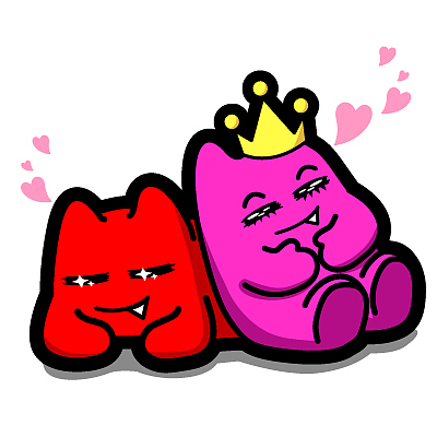 m27【魔鬼猫表情-休息】#半身 趴 依靠 魔登猫 约会 享受 秀恩爱 ip