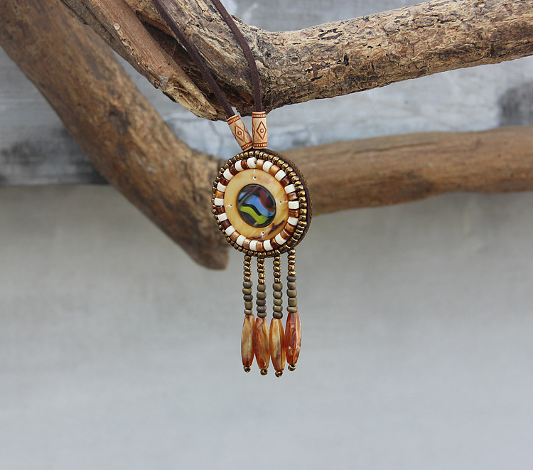 设计师皮绳串珠少数民族特色项链饰品 男女挂饰配饰