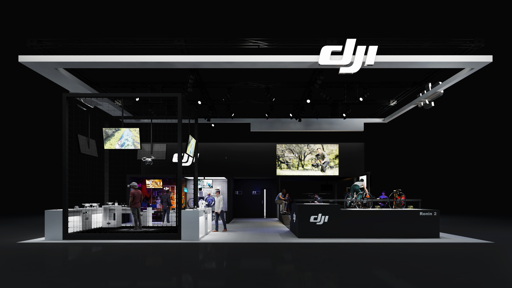 dji-nab专业展-简洁黑白灰展台