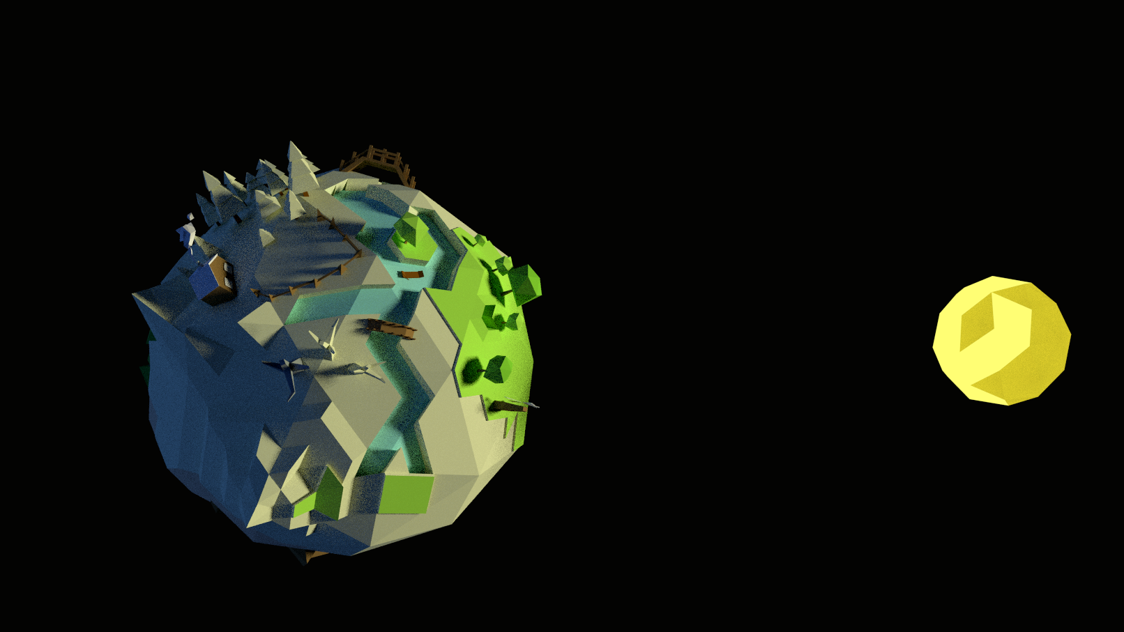 blender lowpoly 星球