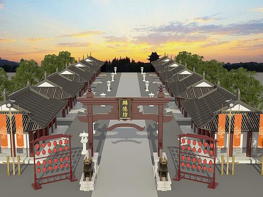 大唐里坊想象复原（Cinema 4D＋VRay）