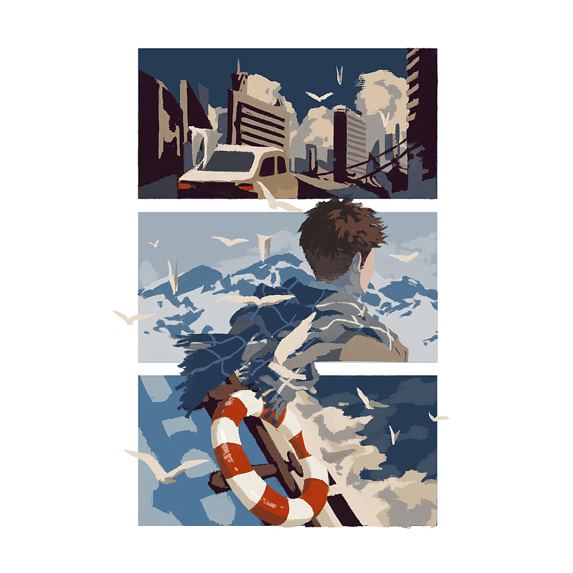 分镜插画合集🚢我们都被困在这寂寞夜晚（图ZMzMwMzEzMzE2） - 创作习作 - 站酷设计师阿竹uzoo原创素材 - 站酷ZCOOL