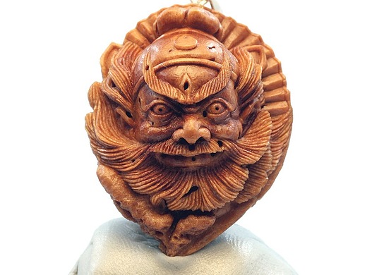 《钟馗》桃核雕刻 吊坠