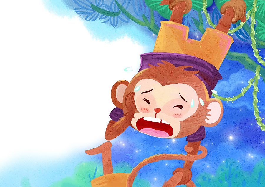 猴子捞月（图ZMjc2OTMxNjg=） - 儿童插画 - 站酷设计师积极向上的名字原创素材 - 站酷ZCOOL