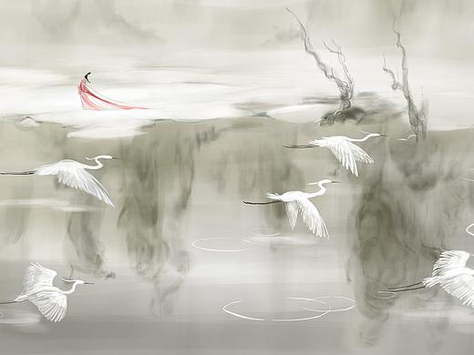 湘君-4 時不可兮再得，聊逍遙兮容與。（個人主頁-ZMzMyNzU5NTY=） - 商業(yè)插畫 - 站酷設計師J箐也原創(chuàng)素材 - 站酷ZCOOL