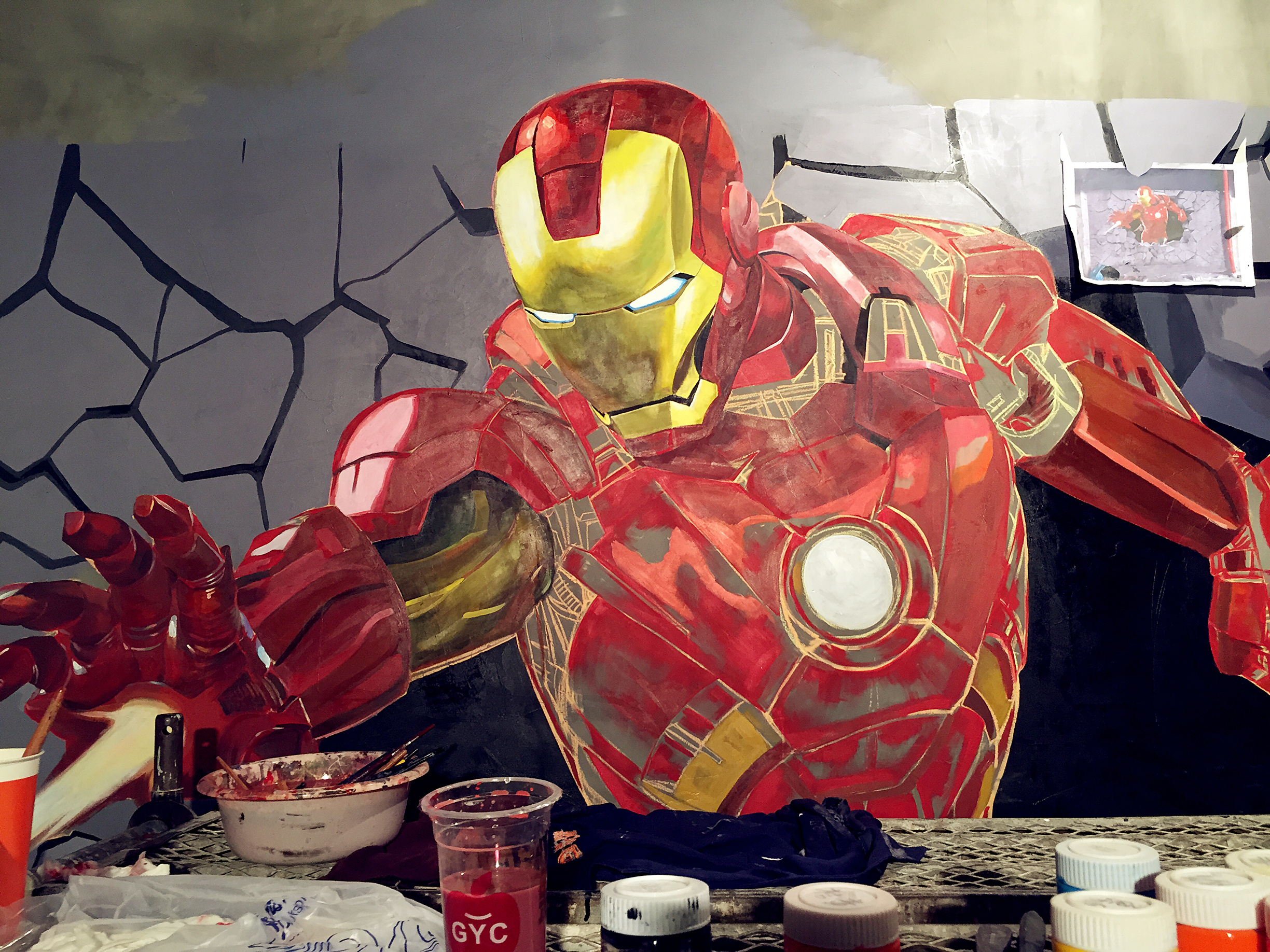 钢铁侠3d立体画lol英雄联盟手绘墙