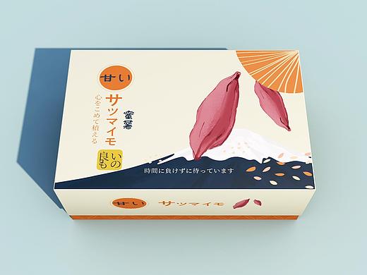 平面-日风蜜薯金果红薯地瓜包装礼盒式小清新简洁手绘