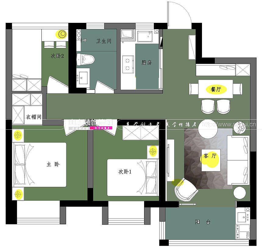 阳光里98平方北欧装修效果图