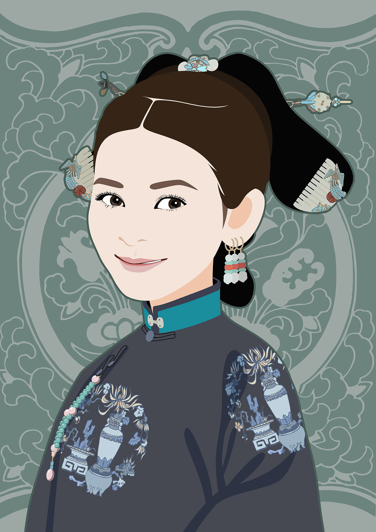 《延禧攻略》--娴妃（图ZMTM4NTI2NDIw） - 单幅漫画 - 站酷设计师涵宇Louis原创素材 - 站酷ZCOOL